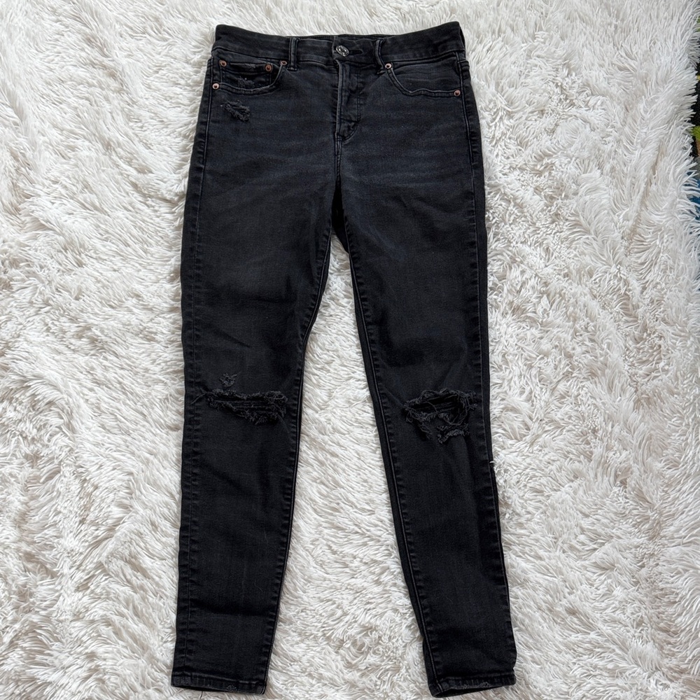 American Eagle Outfitters Lu(x)e Charcoal  Distressed Women’s Skinny Jeans